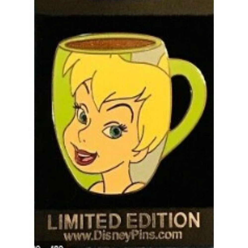 Disney Pin Tinker Bell Peter Pan Fairy Coffee Cup LE 60961 WDW Spotlight Mug